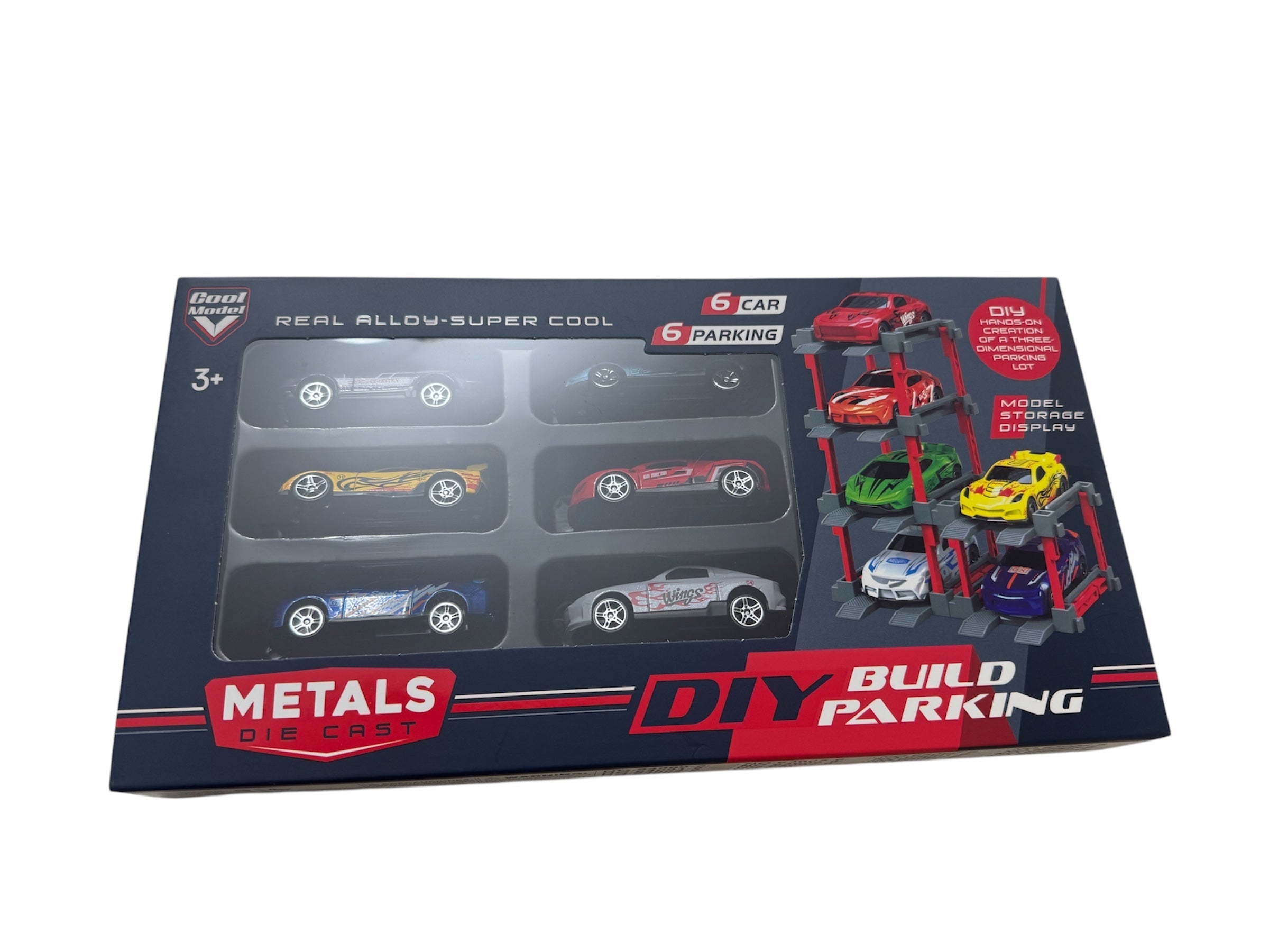 Set DIY Build Parking – Parcare modulară 3D cu 6 mașinuțe metalice