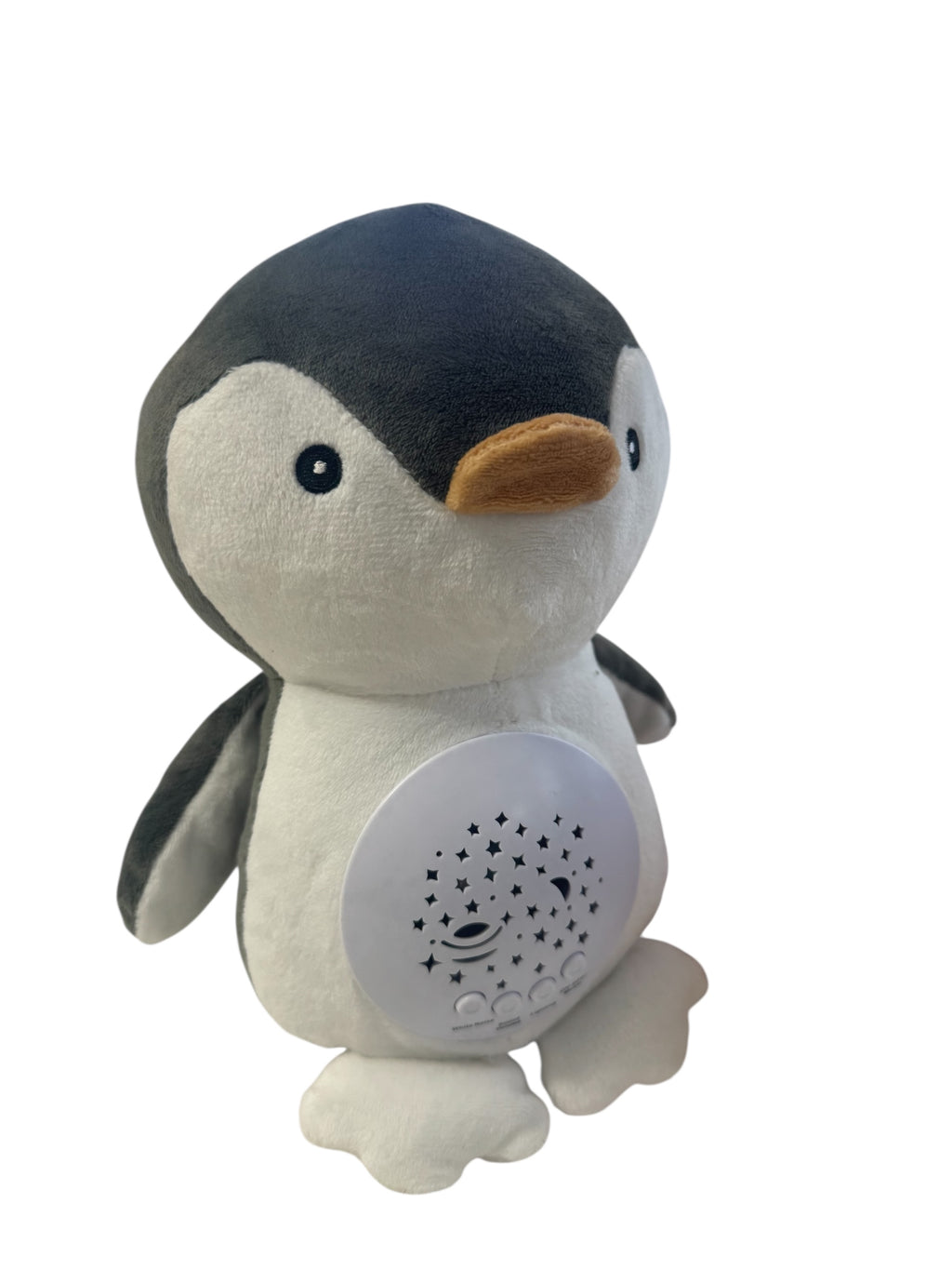 Pinguin Muzical Baby Doll cu Proiector Stele și White Noise – 22 cm
