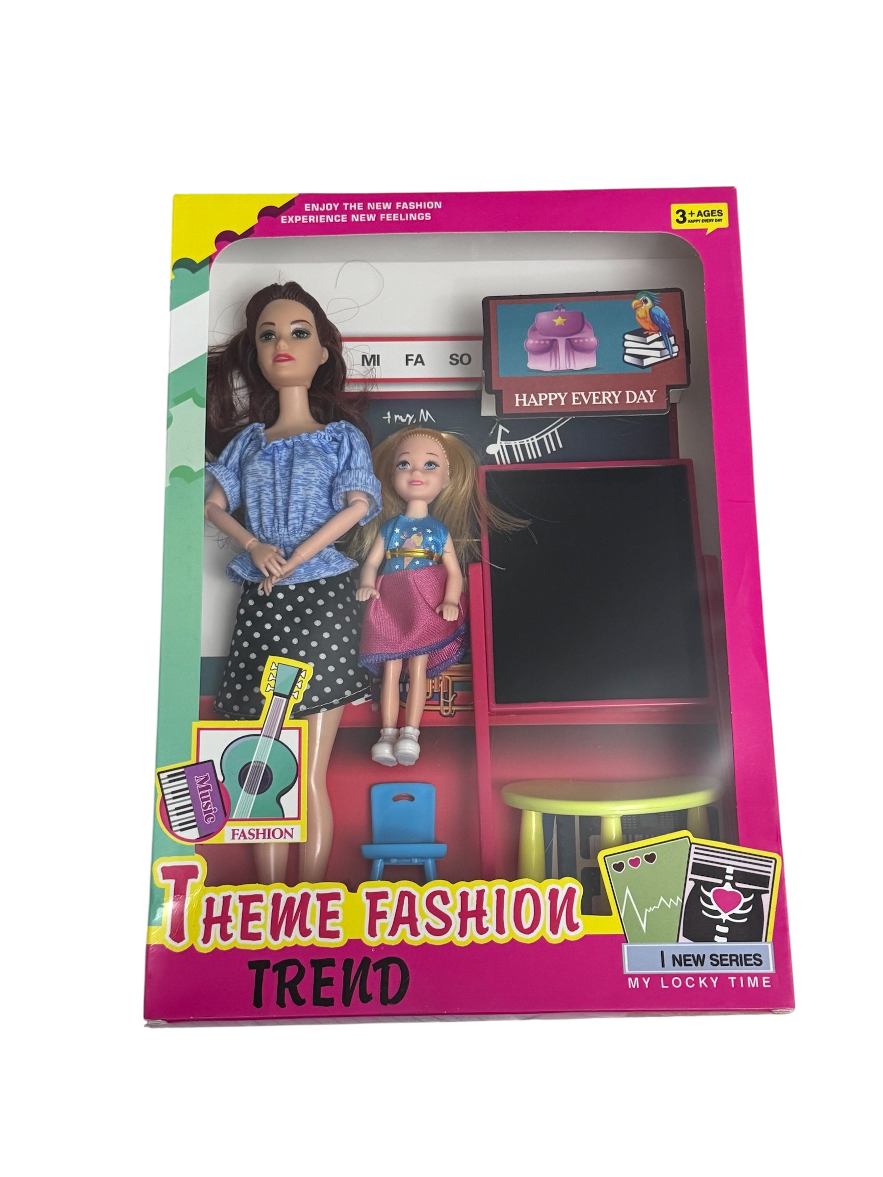 Set de Jucărie cu 2 Păpuși și Accesorii Școală, 3+ Ani