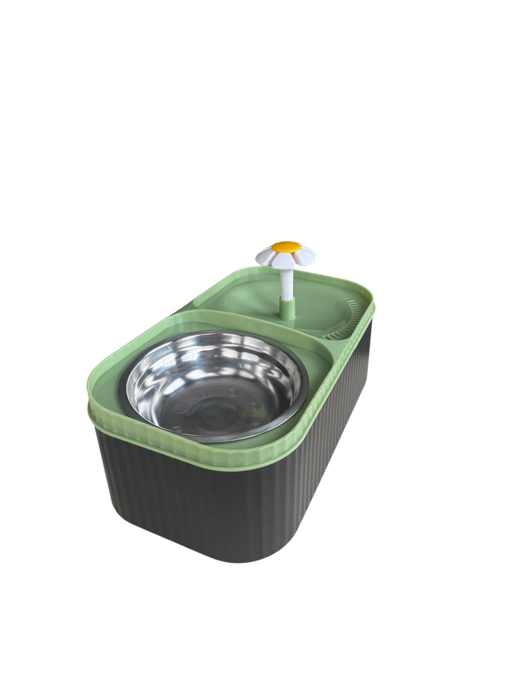 Dispenser Bol Apă Automat pentru Animale cu Fântână, 2 în 1 (Apă + Hrană), Bol Inox, Debit Reglabil