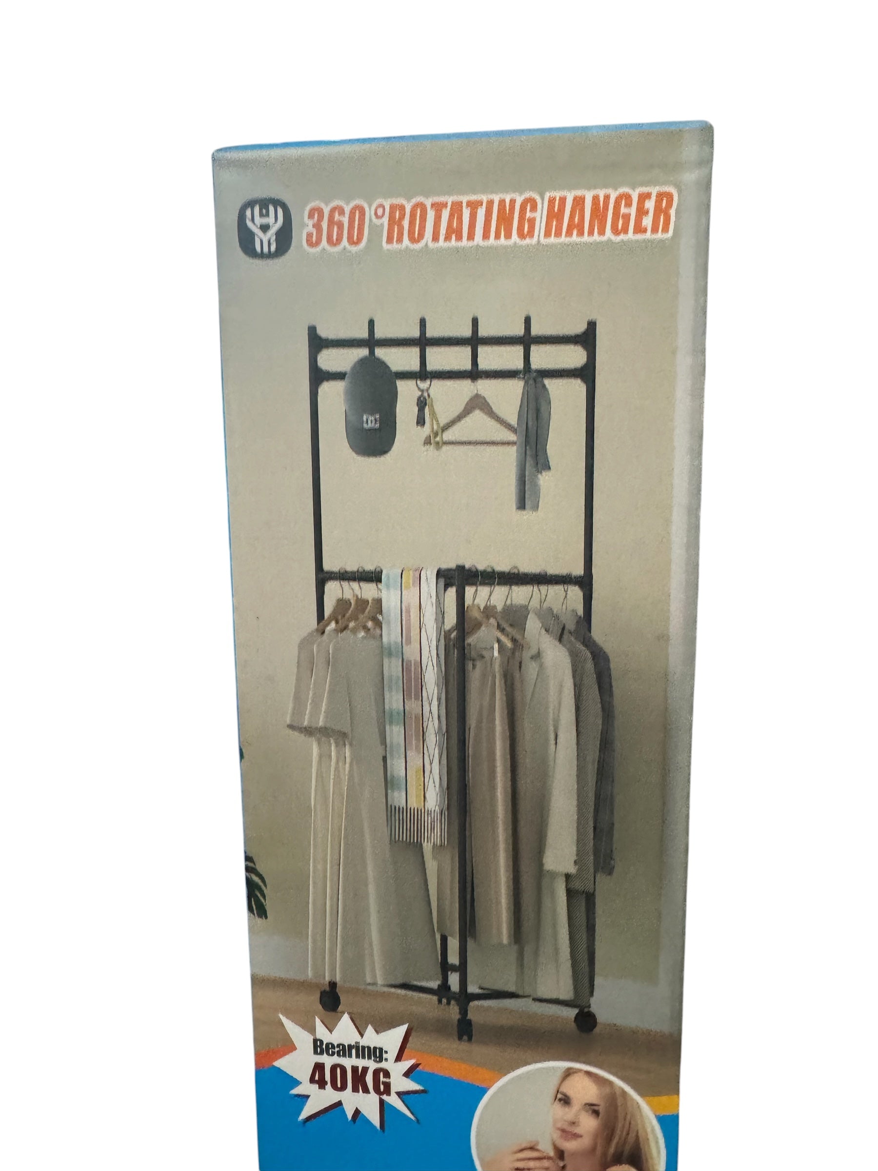 Suport Haine Metalic cu Roți, 360°, Capacitate 40 kg, 47 x 67 x 165 cm, Negru