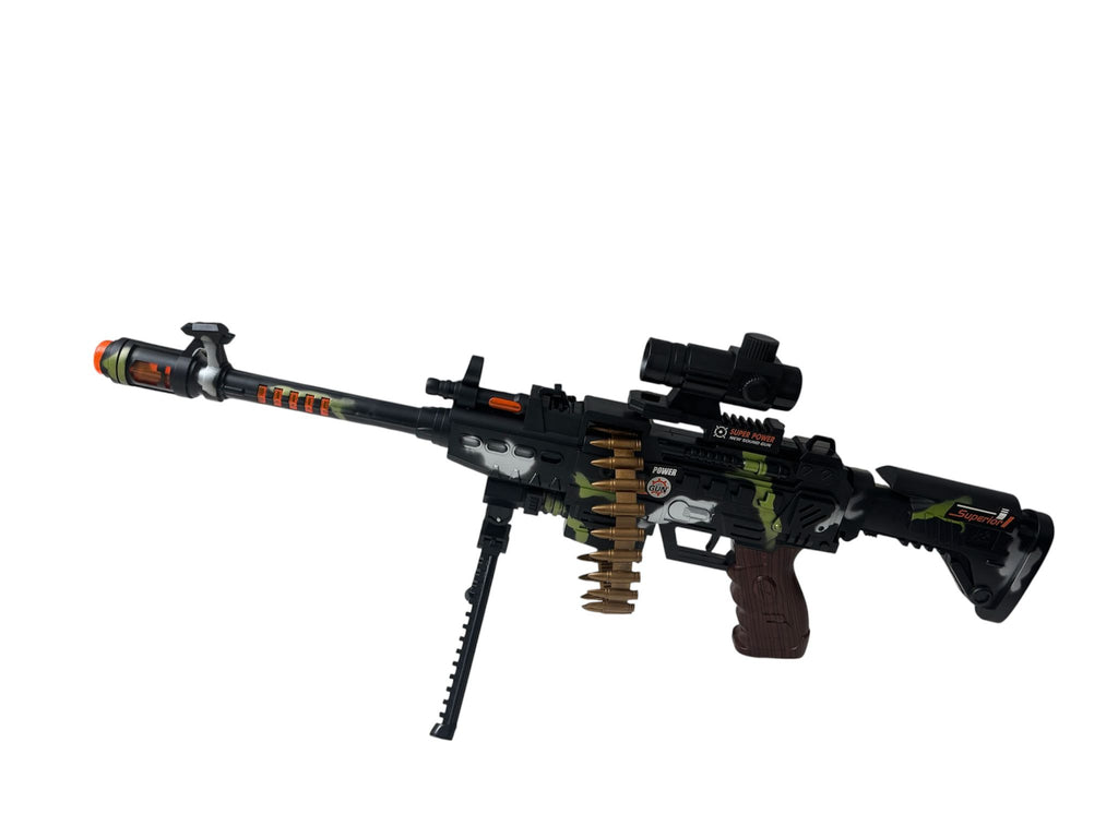 Pistol mitralieră de jucărie cu efecte luminoase și sonore – Machine Gun High Toys Set
