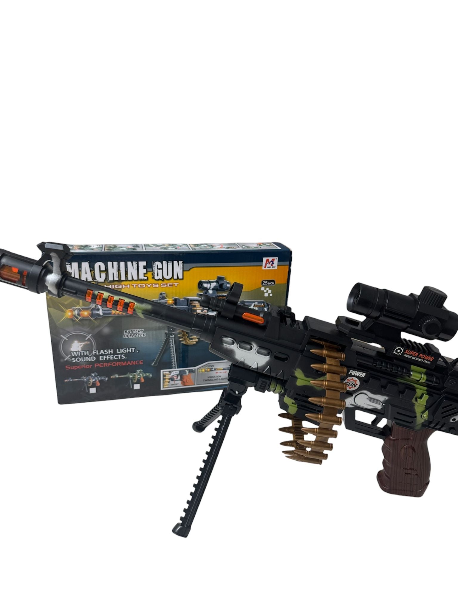 Pistol mitralieră de jucărie cu efecte luminoase și sonore – Machine Gun High Toys Set