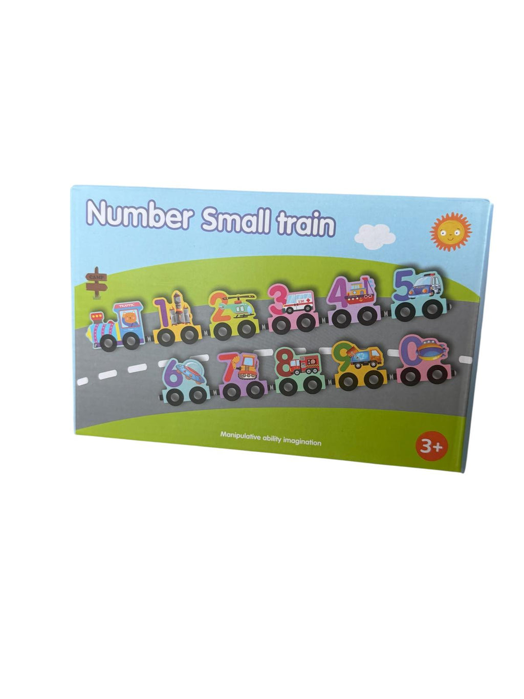 Tren educativ magnetic cu cifre 0–9 – Set din lemn, 3+ ani
