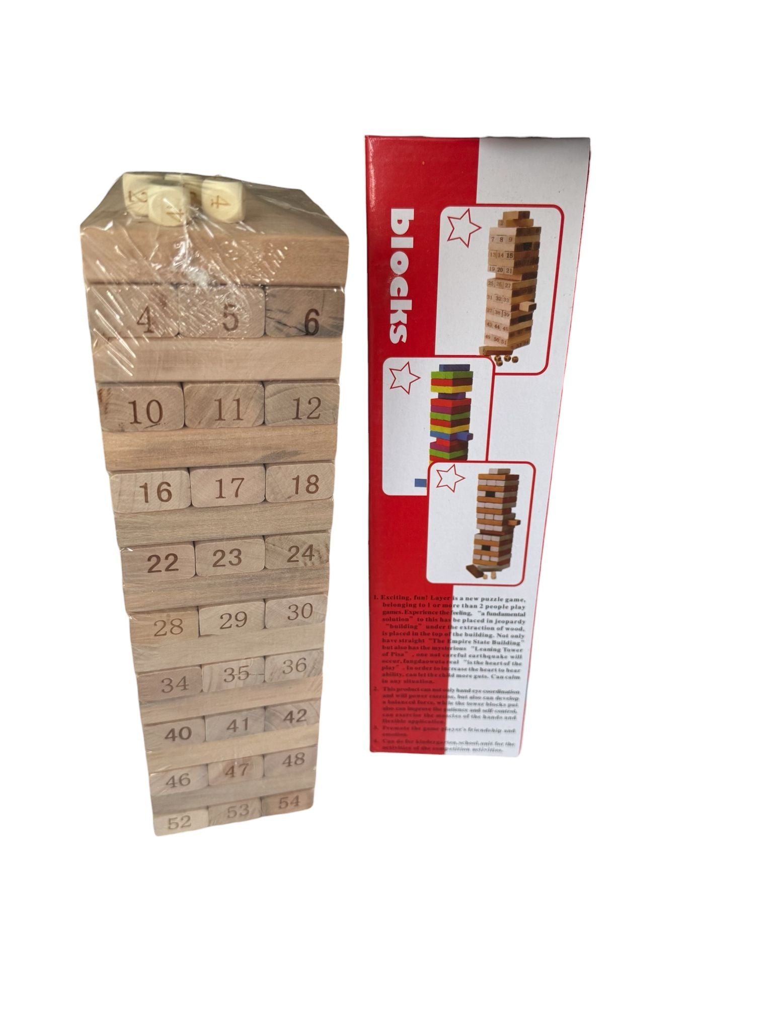 Joc din Lemn Tip Turn – 54 Piese Numerotate (28,5 x 8 x 8 cm)