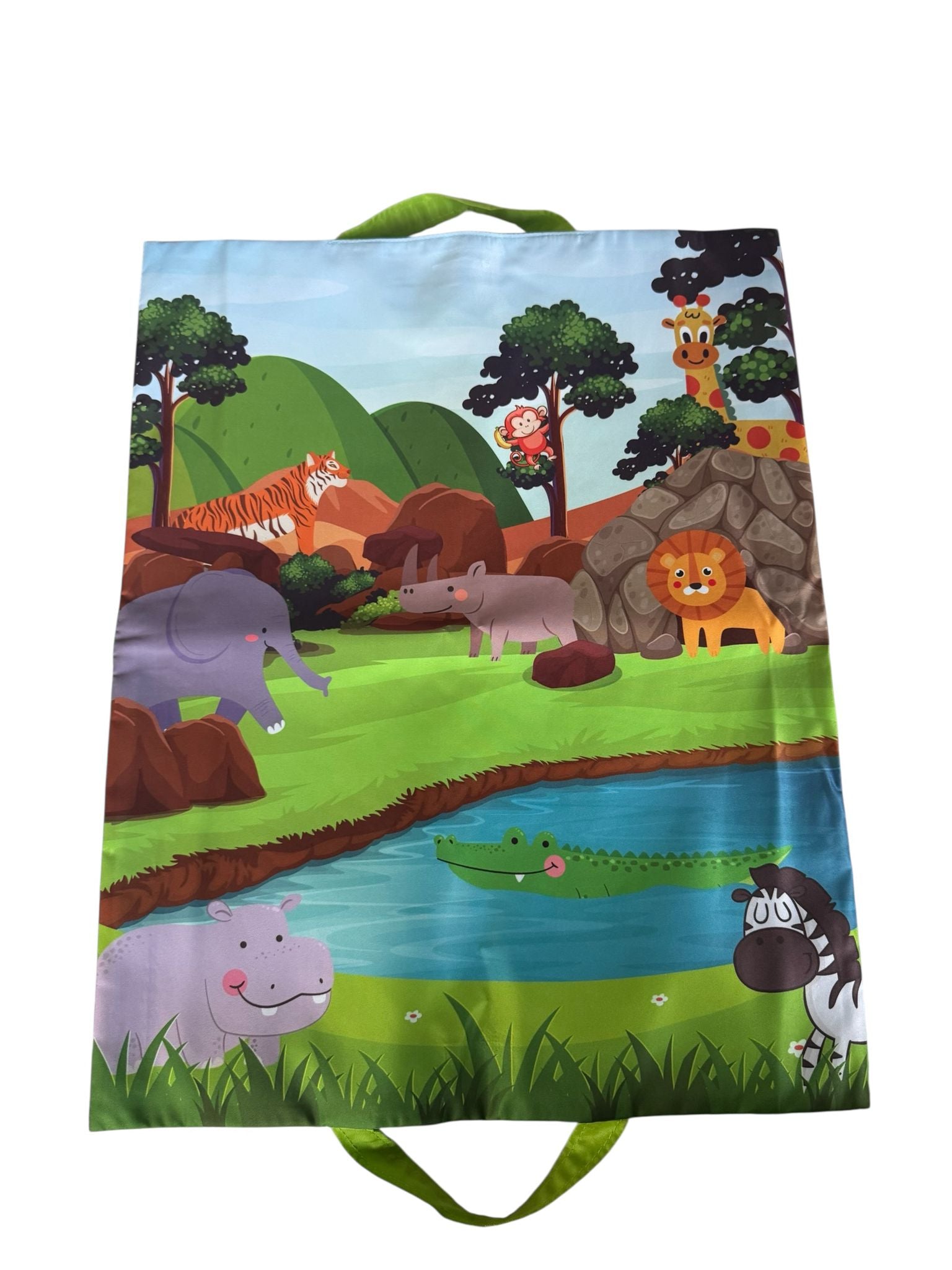 Set jucării bebeluși din pluș cu saltea de joacă – Animale safari, 2 în 1