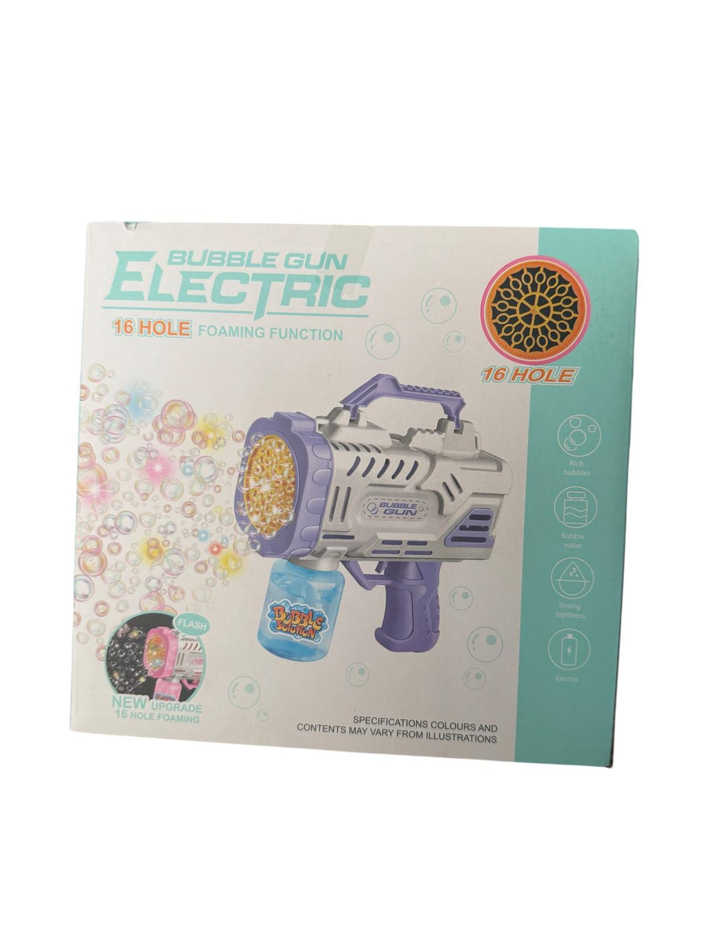 Pistol electric de baloane 16 găuri cu lumini și muzică – Bubble Gun Electric