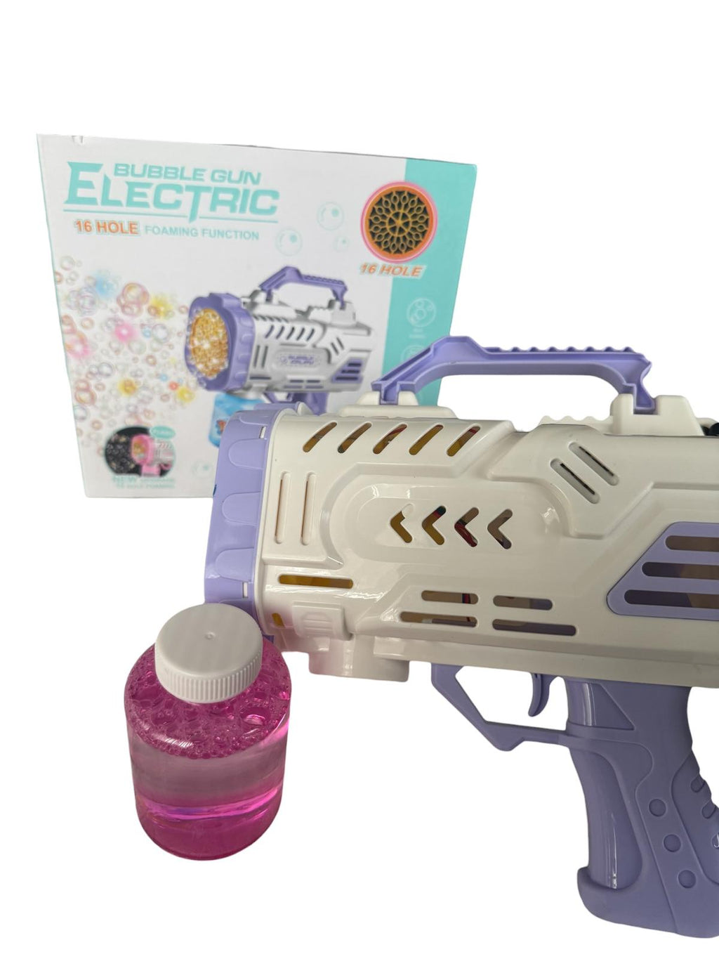 Pistol electric de baloane 16 găuri cu lumini și muzică – Bubble Gun Electric