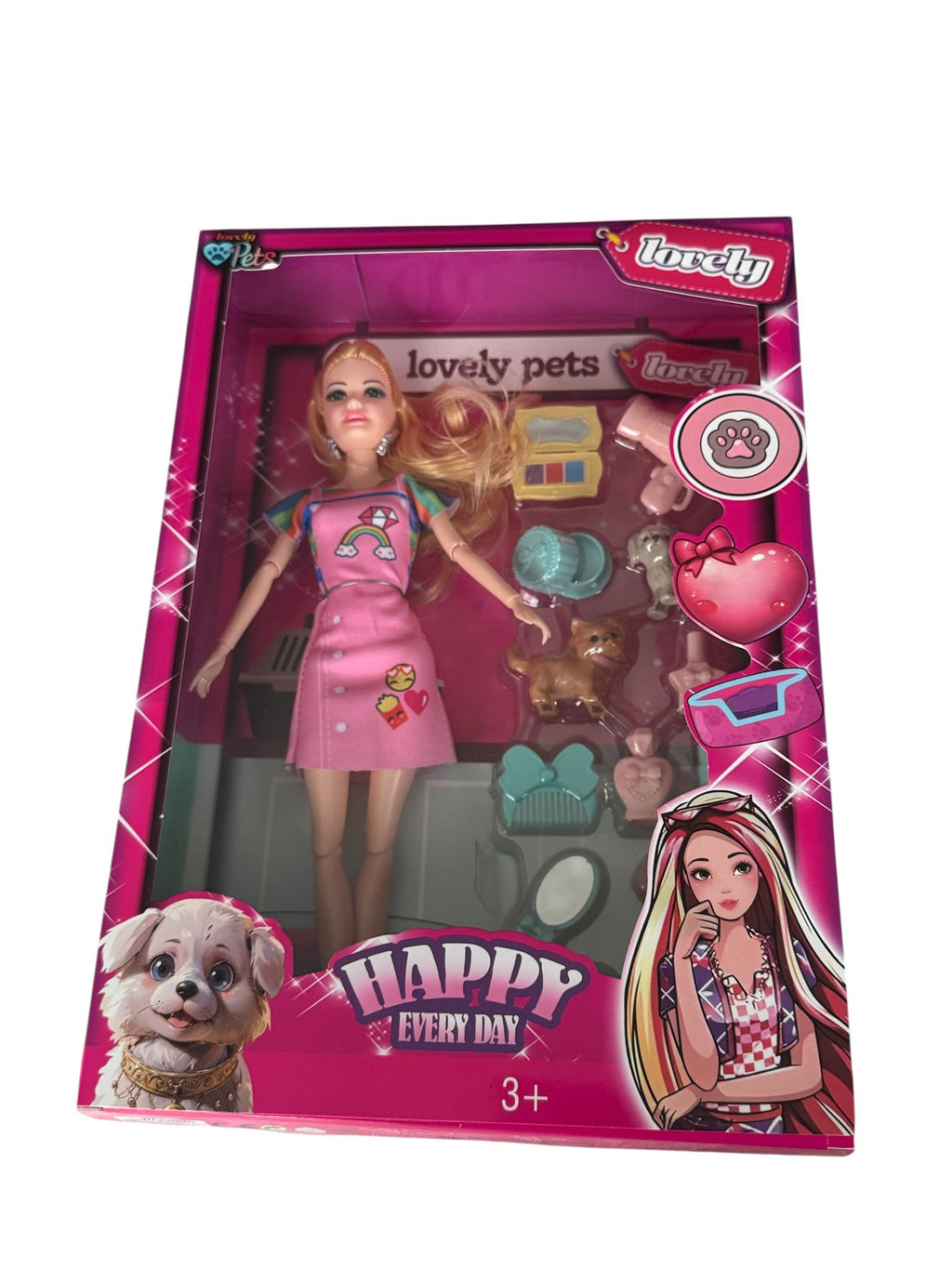 Păpușă Sofia cu Accesorii Îngrijire Animăluțe – Set Joc de Rol, 32,5 cm