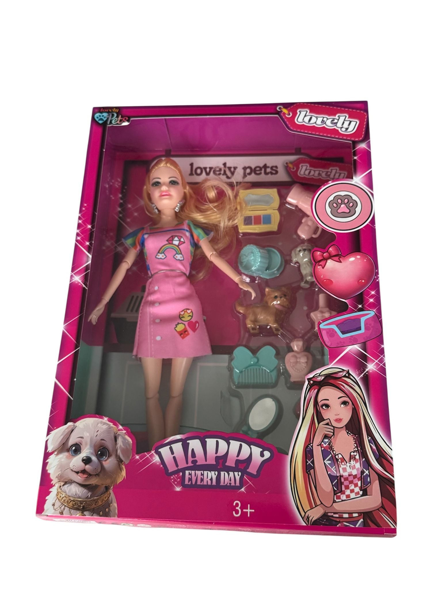 Păpușă Sofia cu Accesorii Îngrijire Animăluțe – Set Joc de Rol, 32,5 cm