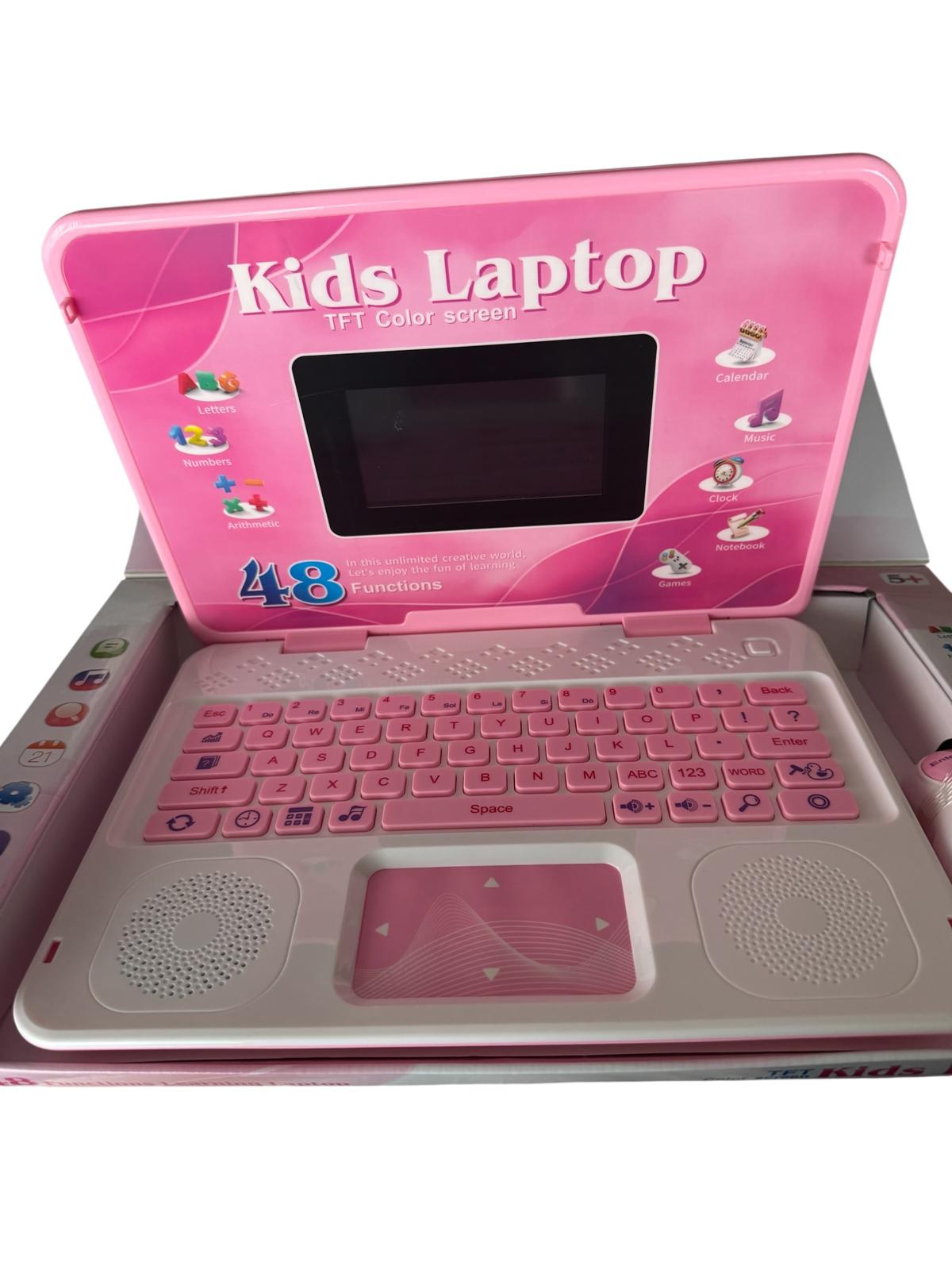 Laptop educativ pentru copii – Kids Laptop, 48 funcții, ecran TFT color, roz, 5+
