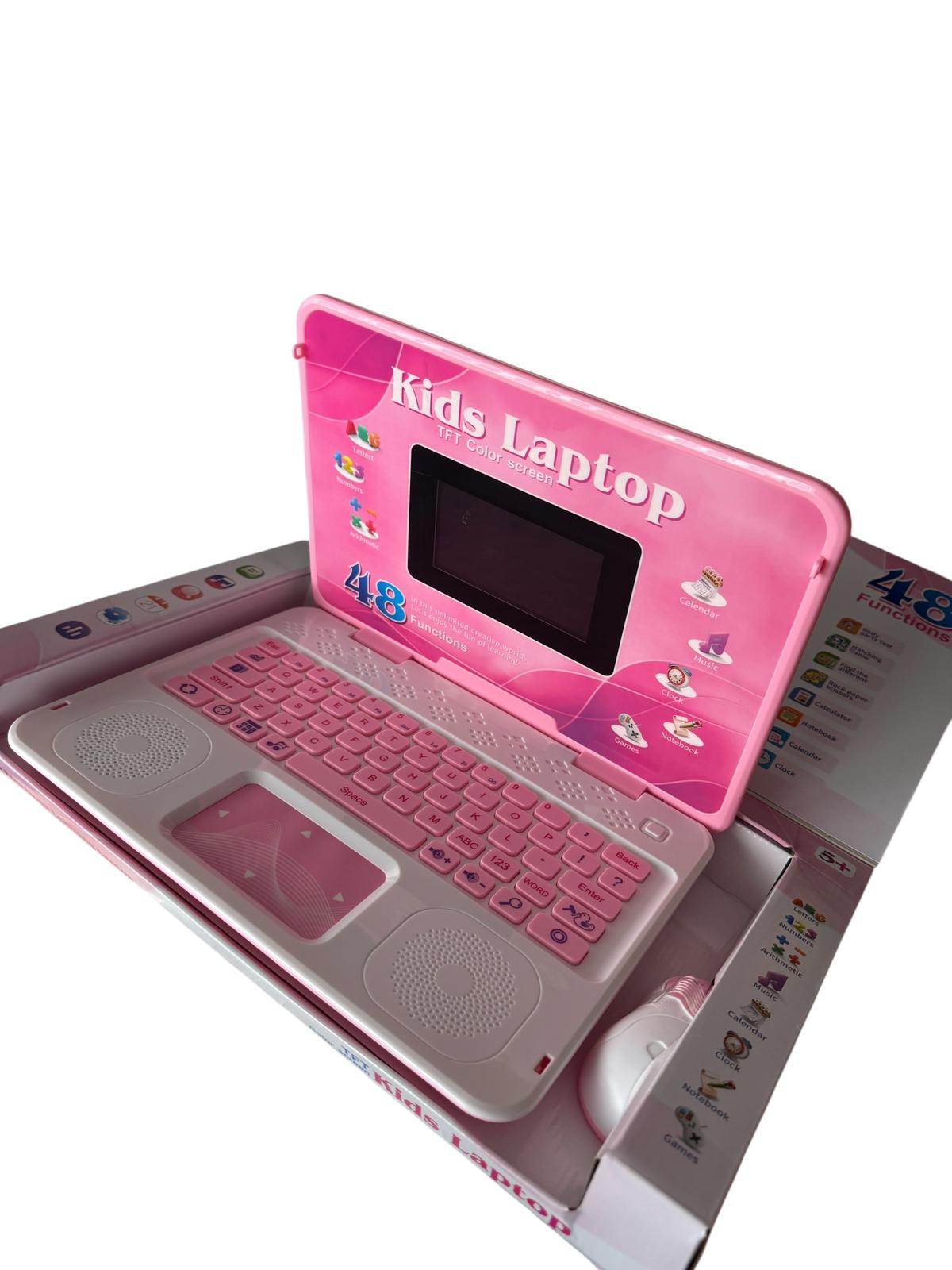 Laptop educativ pentru copii – Kids Laptop, 48 funcții, ecran TFT color, roz, 5+