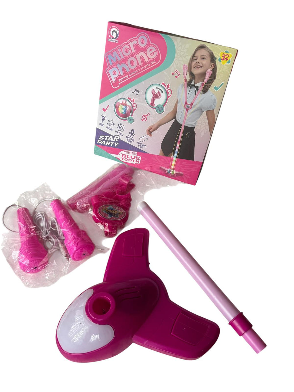 Microfon de Jucărie cu stativ reglabil pentru copii, lumini și Bluetooth – Star Party 3+