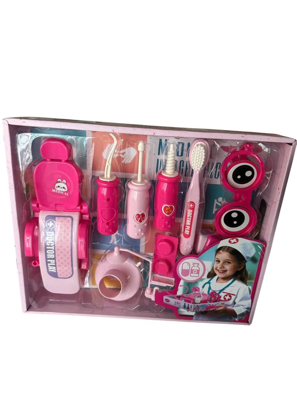 Set Doctor pentru Copii „Happy Medical” – Trusă Medicală Roz cu Accesorii, 29 x 23,5 x 5 cm