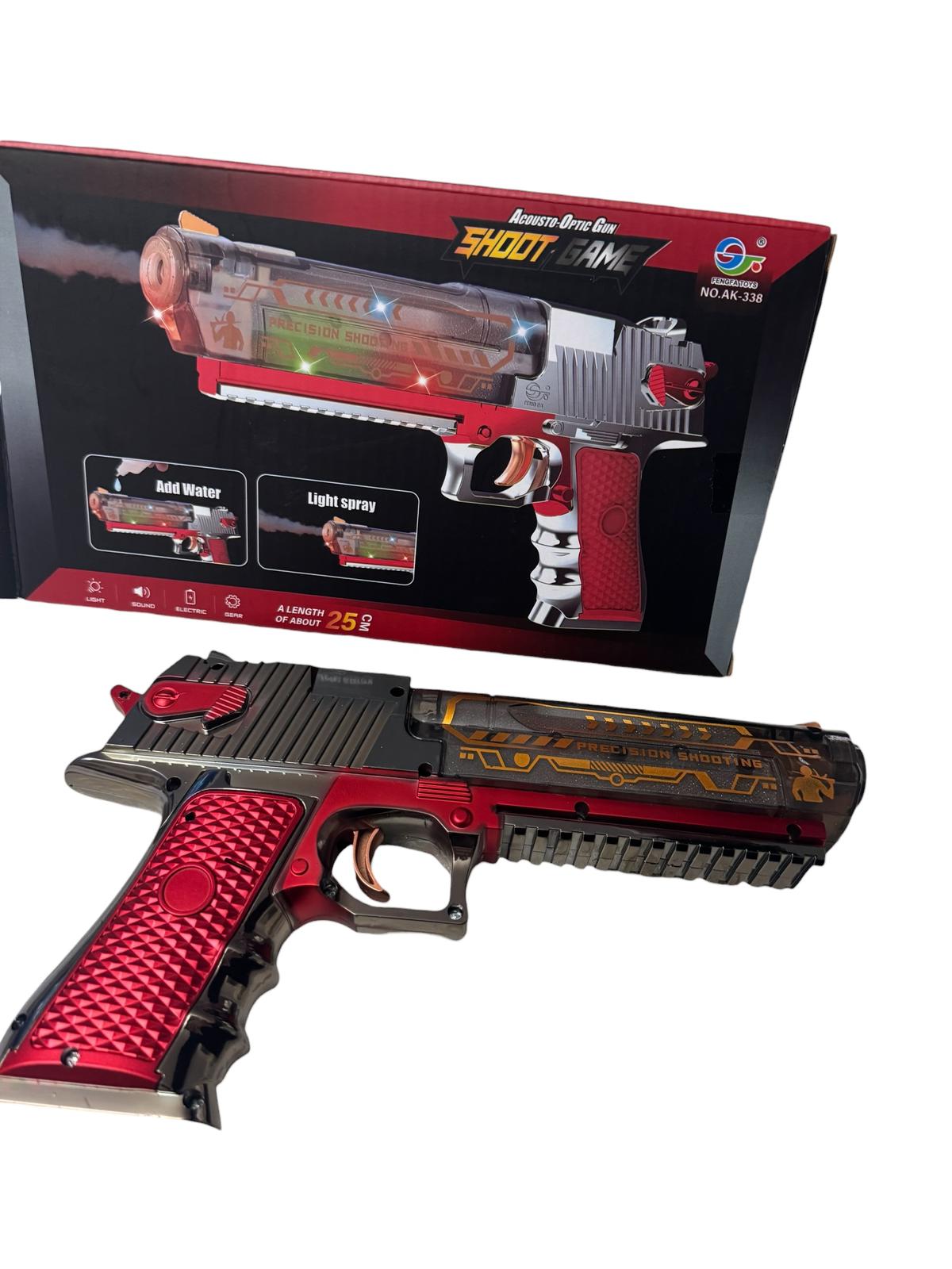 Pistol de jucărie cu apă, efecte luminoase și sonore – Light Spray, 25 cm