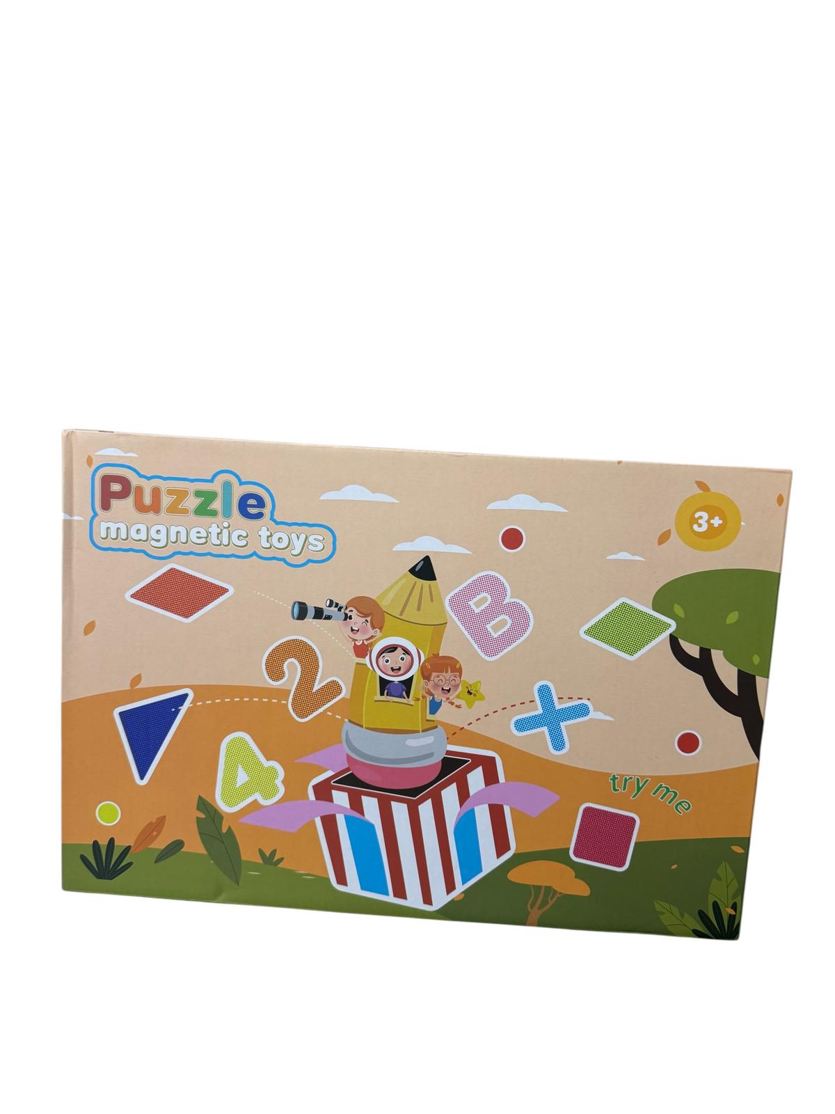 Set educativ Puzzle Magnetic cu tablă – Litere, cifre și forme – 3+ ani