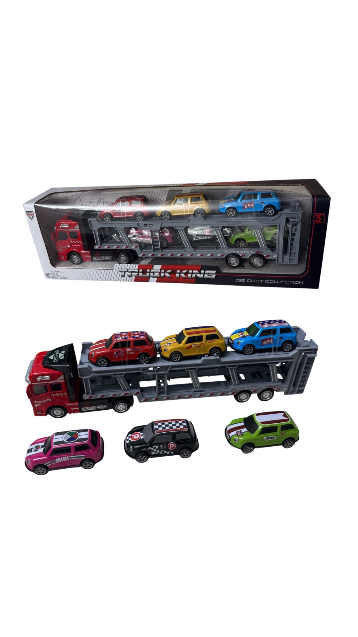 Set Camion de Jucărie - Transport Auto cu 6 Mașinuțe