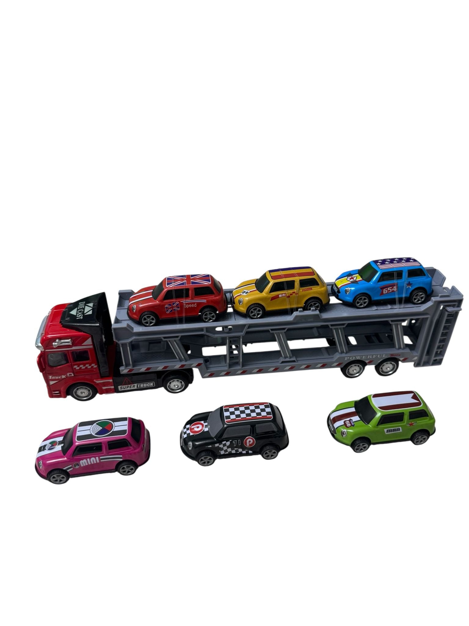 Set Camion de Jucărie - Transport Auto cu 6 Mașinuțe
