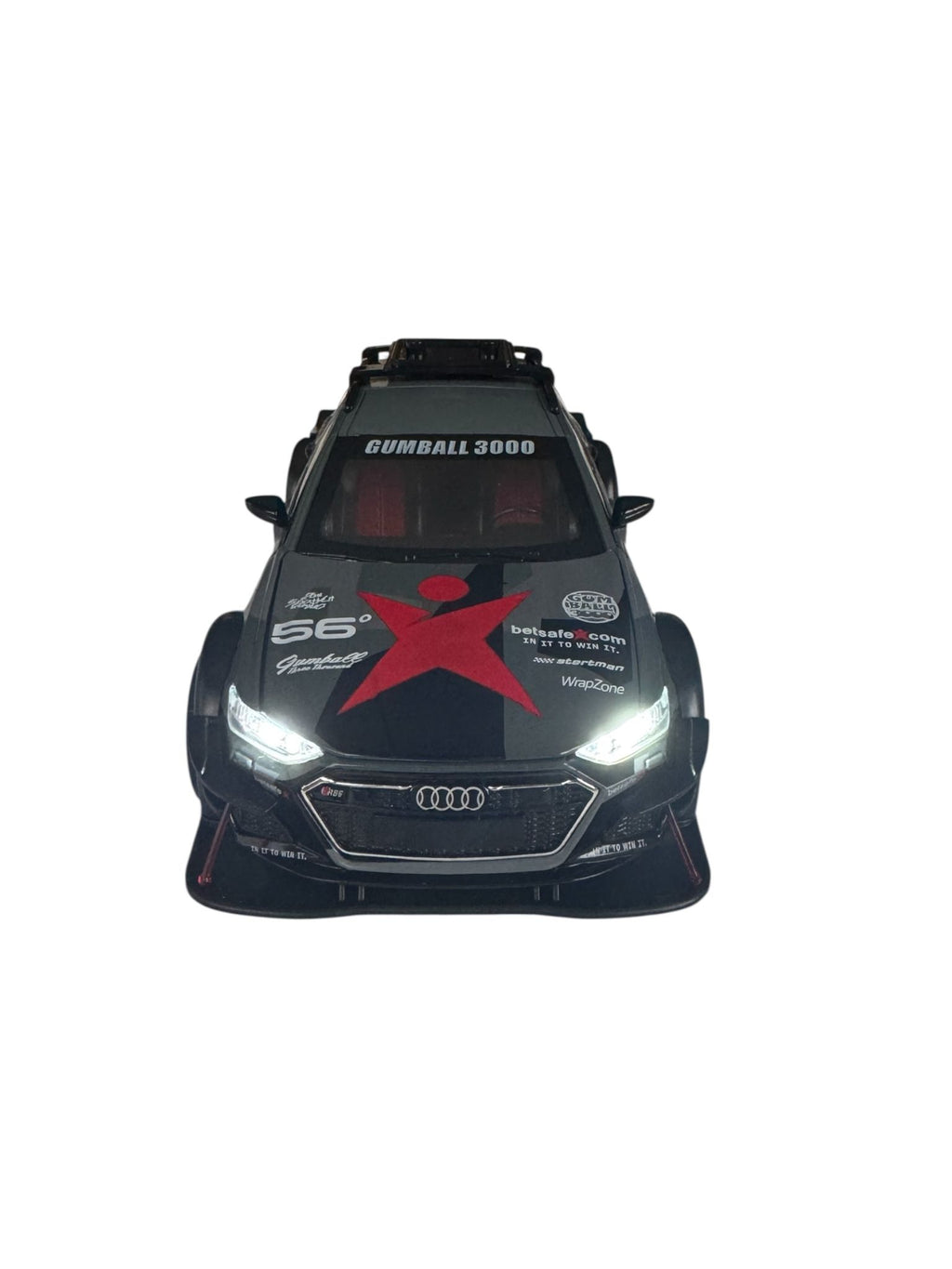 Mașină metalică tip Audi RS6 Gumball 3000 cu lumini și sunet