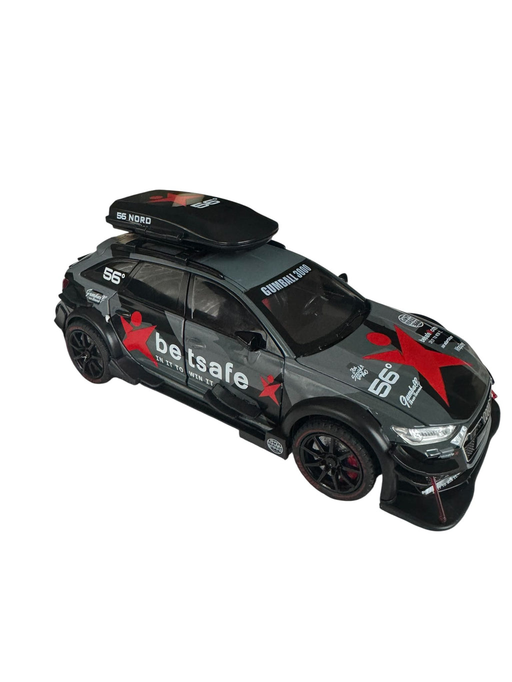 Mașină metalică tip Audi RS6 Gumball 3000 cu lumini și sunet