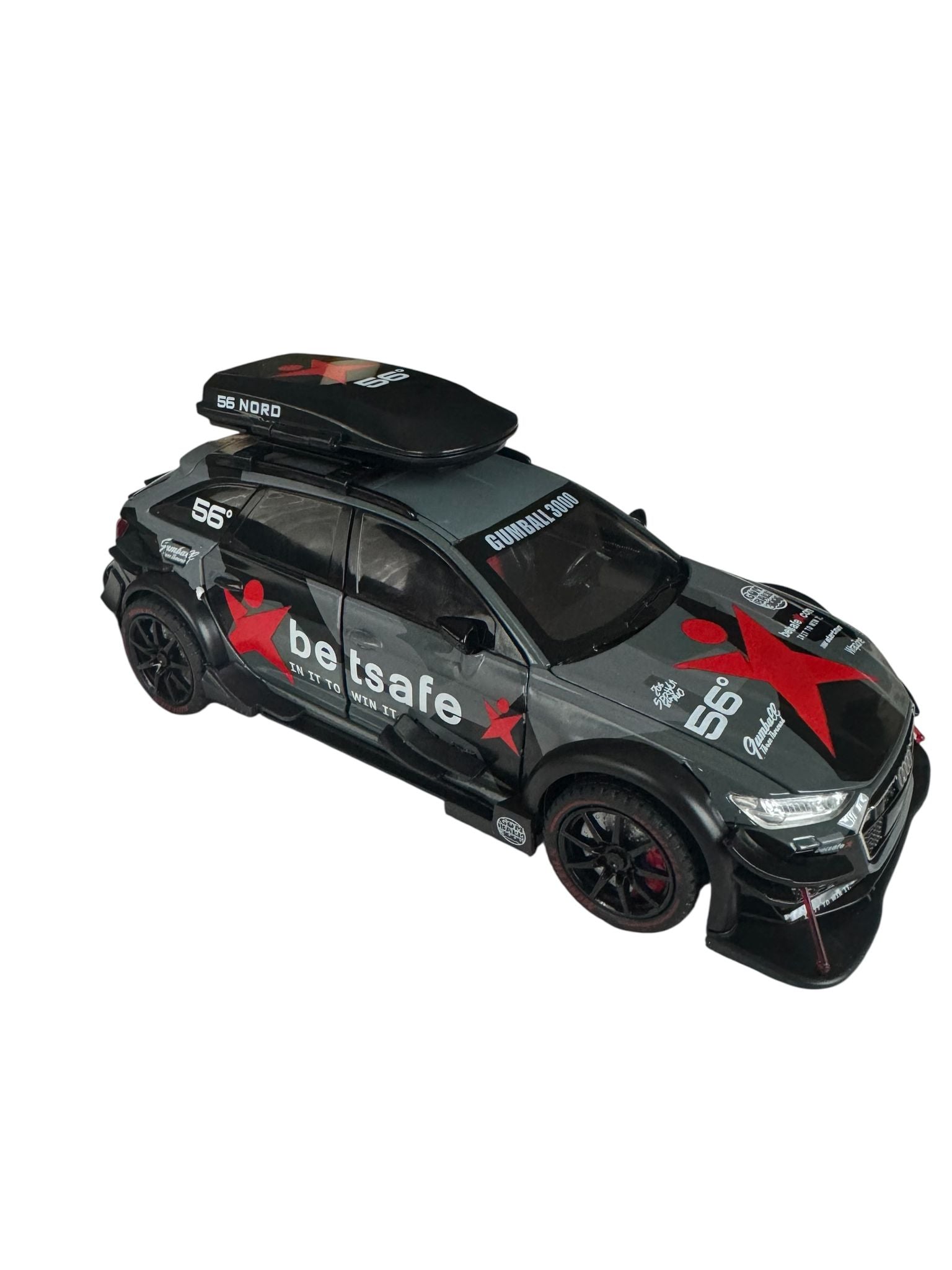 Mașină metalică tip Audi RS6 Gumball 3000 cu lumini și sunet