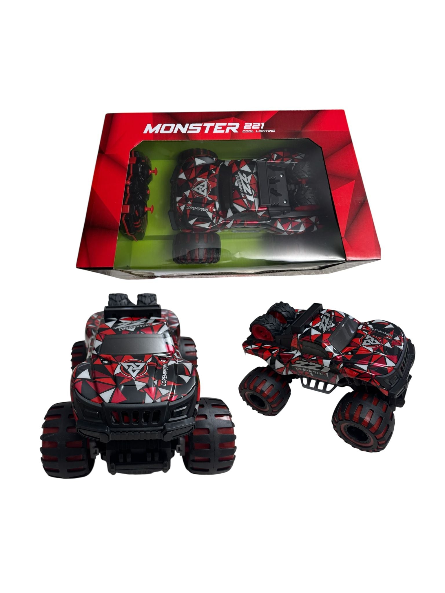 Mașină cu telecomandă RC Monster de Jucărie, 4x4, cu lumini LED – Model Off-Road