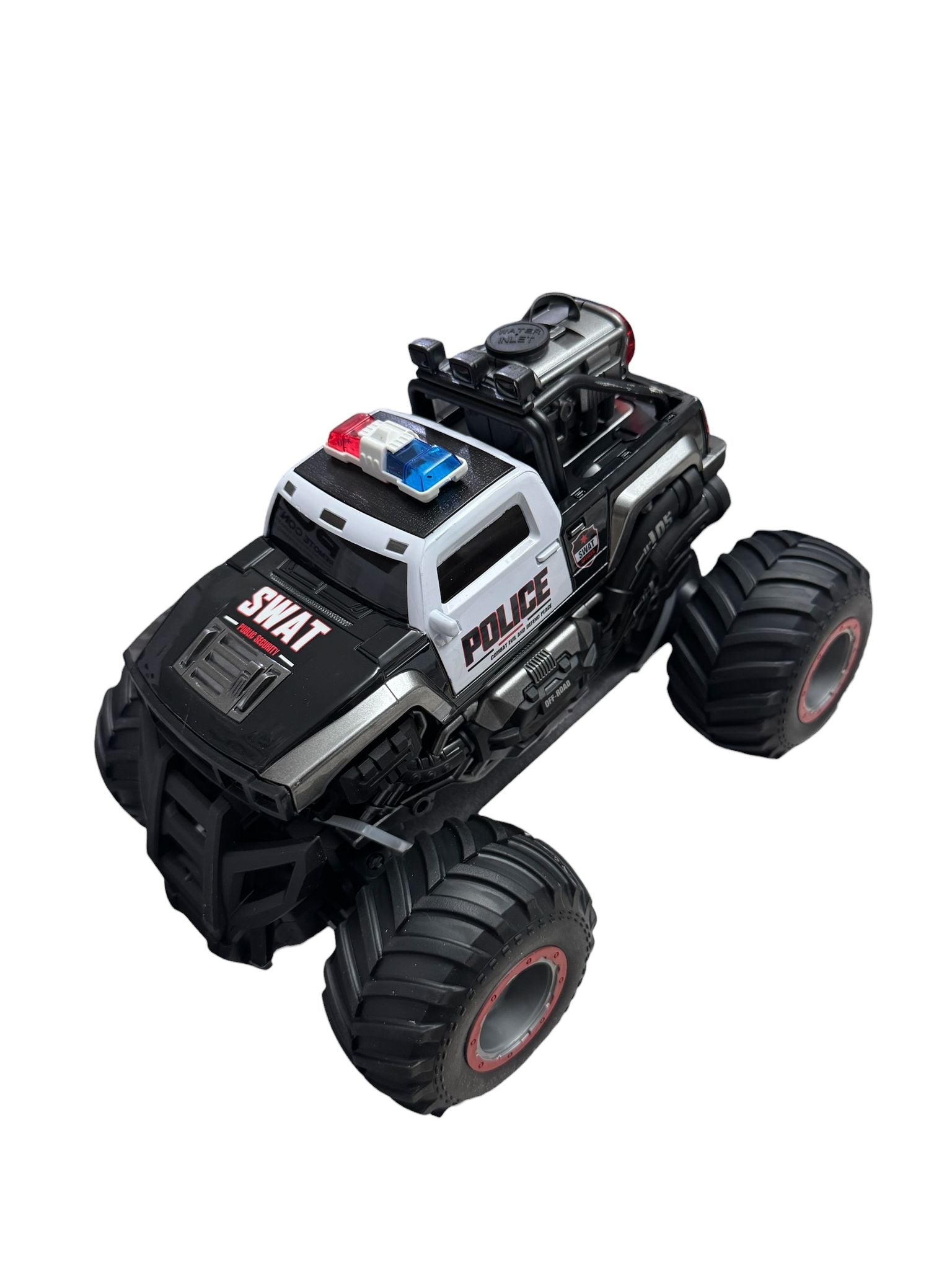 Mașină cu telecomandă RC Off-Road Poliție de Jucărie, 2.4GHz, cu lumini LED și funcție spray, 6+ ani