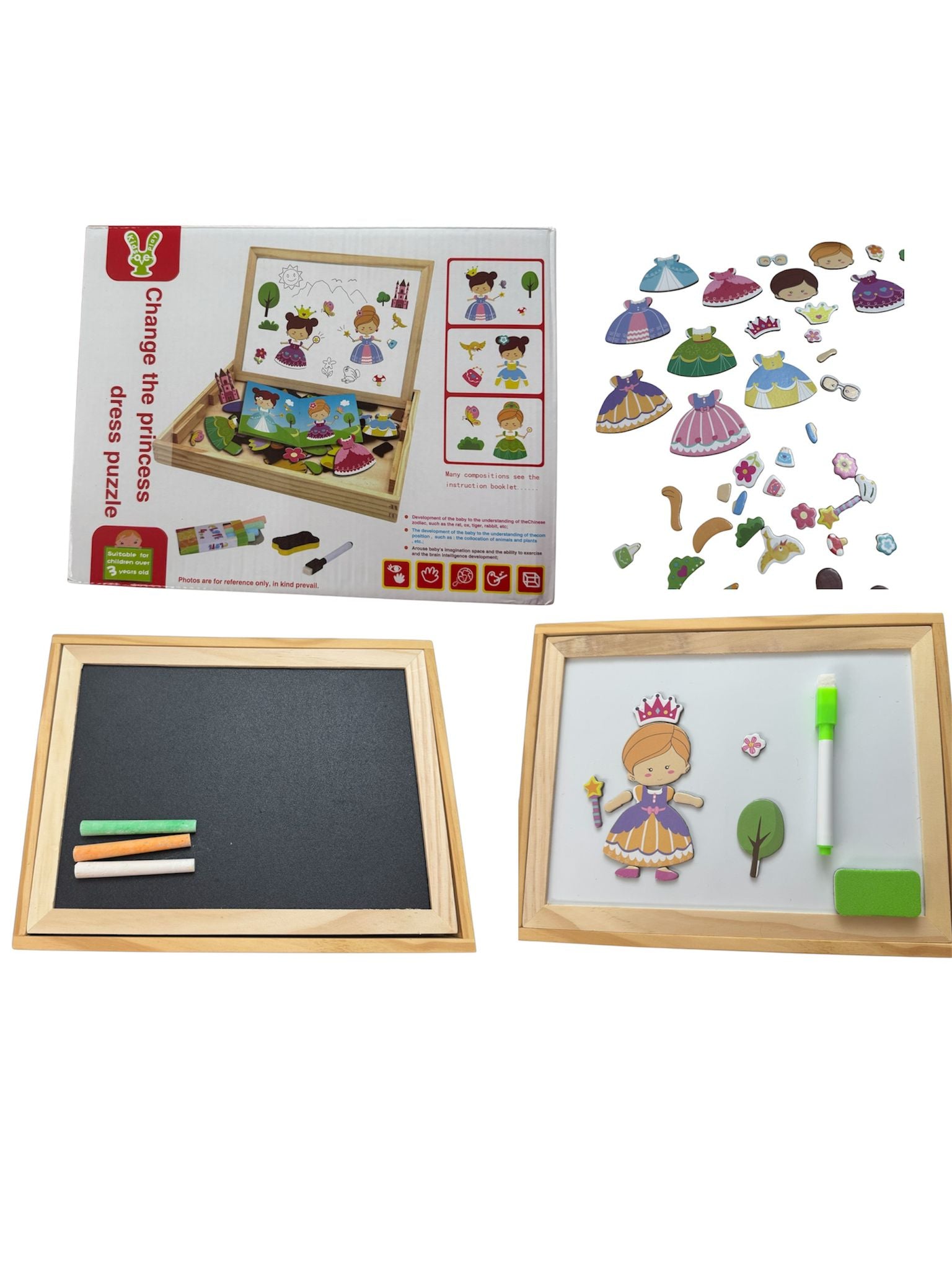 Joc educativ – Puzzle magnetic cu tablă 2 în 1