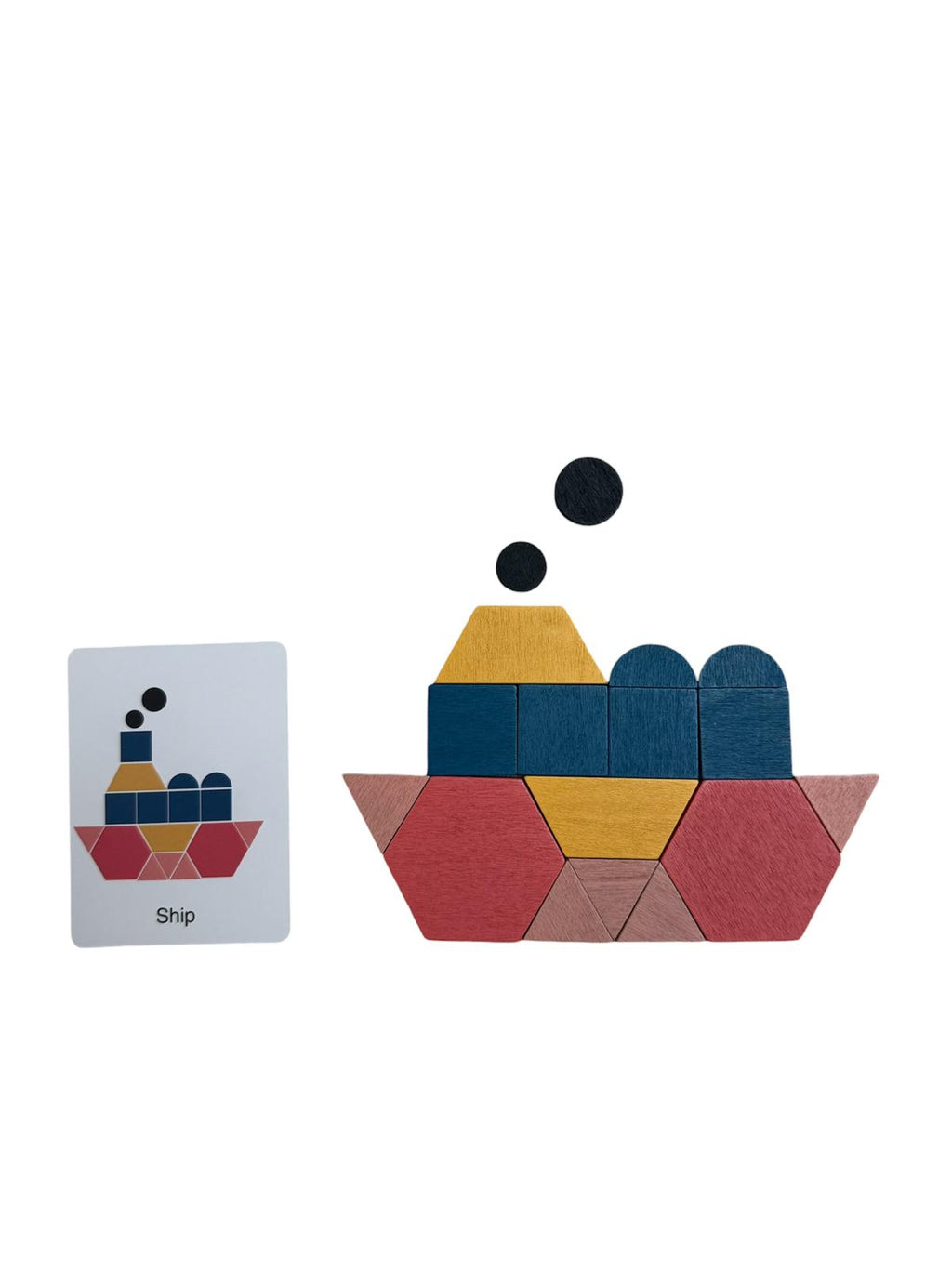Puzzle creativ și educativ – 180 piese forme geometrice din lemn, 3+ ani