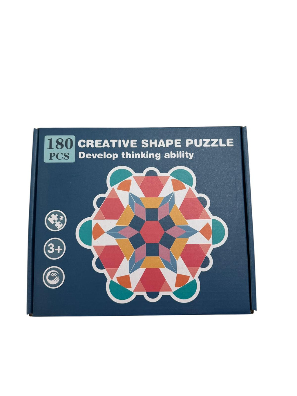 Puzzle creativ și educativ – 180 piese forme geometrice din lemn, 3+ ani
