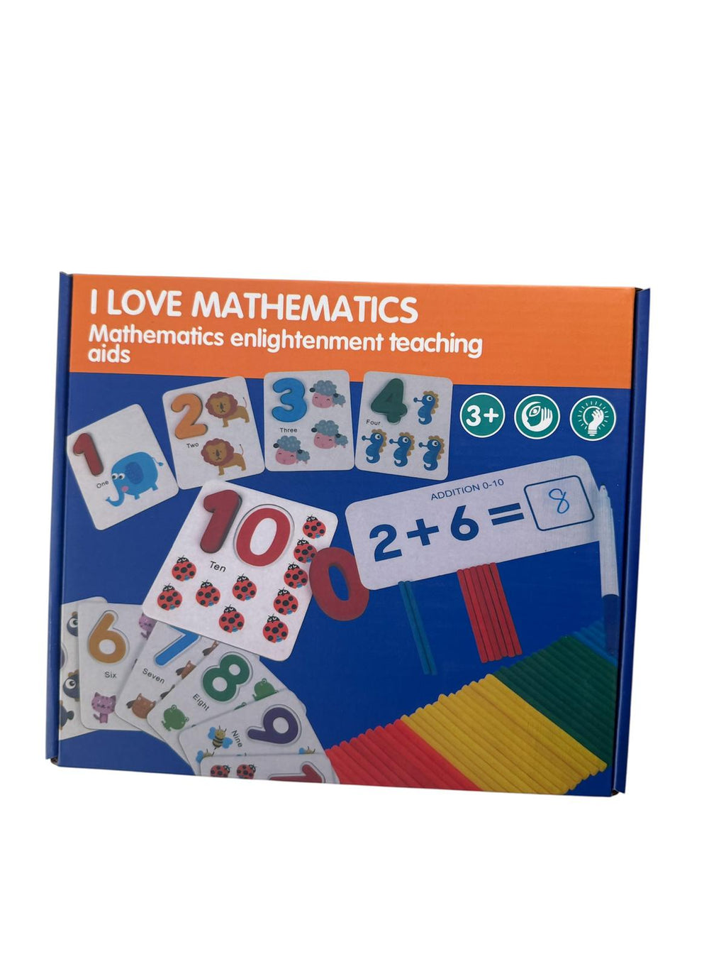 Set Educativ și Interactiv Matematică – Adunări și scăderi, cu bețișoare și cartonașe, 3+ ani