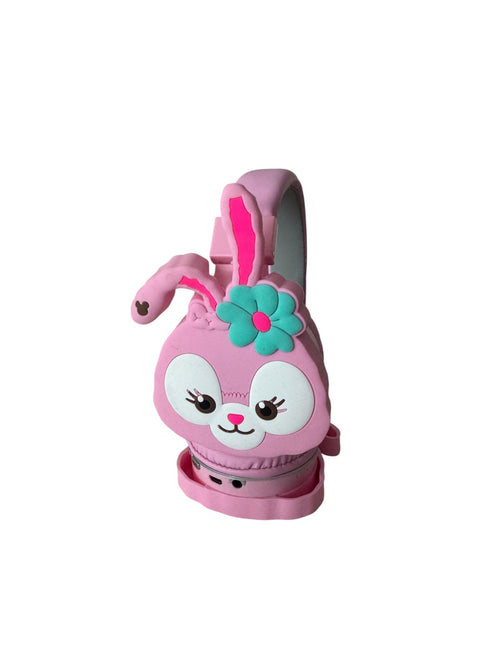 Căști Bluetooth 5.3 pentru Copii, model Iepuraș, 40 mm, microfon integrat, Super Bass, roz