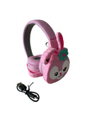 Căști Bluetooth 5.3 pentru Copii, model Iepuraș, 40 mm, microfon integrat, Super Bass, roz