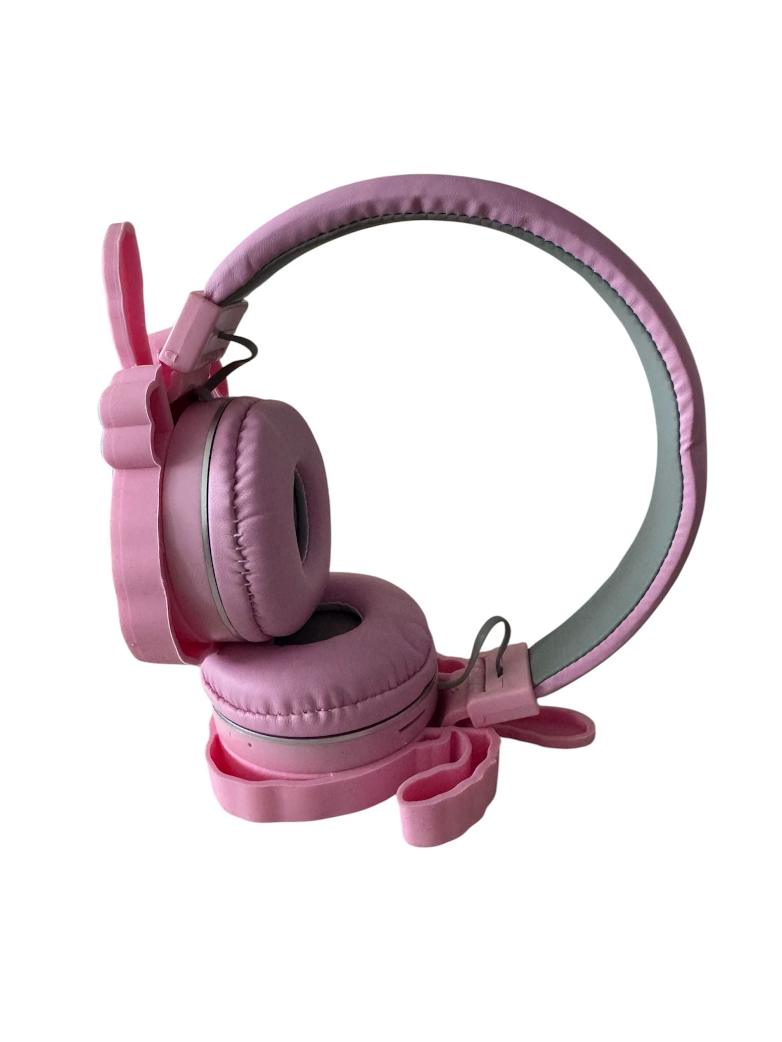 Căști Bluetooth 5.3 pentru Copii, model Iepuraș, 40 mm, microfon integrat, Super Bass, roz