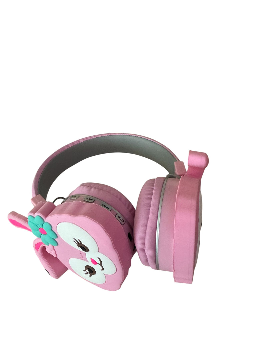 Căști Bluetooth 5.3 pentru Copii, model Iepuraș, 40 mm, microfon integrat, Super Bass, roz