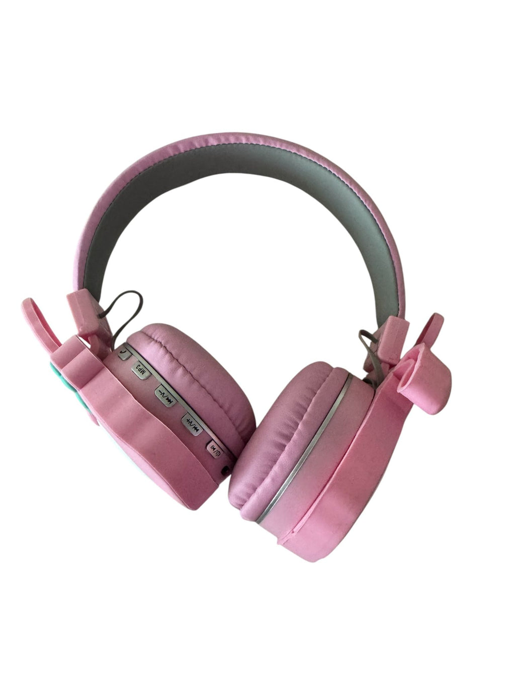 Căști Bluetooth 5.3 pentru Copii, model Iepuraș, 40 mm, microfon integrat, Super Bass, roz