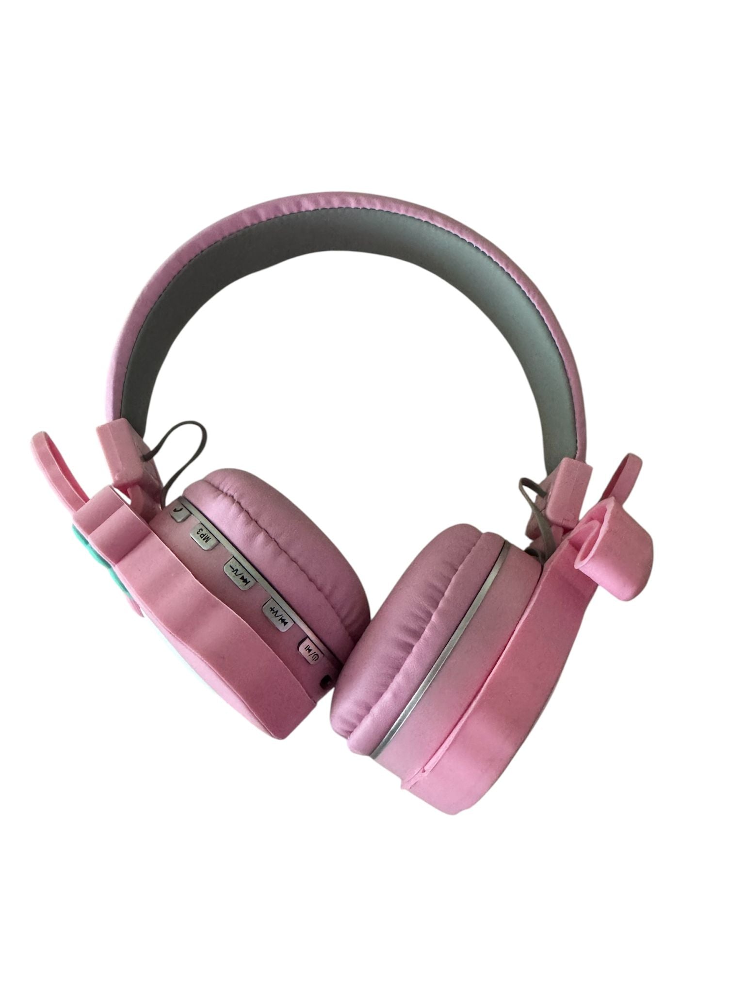 Căști Bluetooth 5.3 pentru Copii, model Iepuraș, 40 mm, microfon integrat, Super Bass, roz