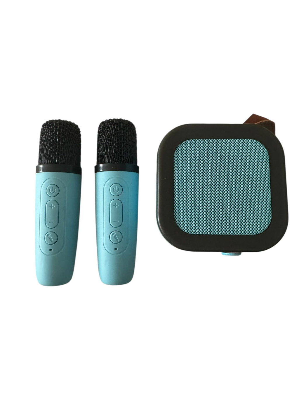 Boxă Portabilă Karaoke cu 2 Microfoane Wireless, Bluetooth, Lumini RGB, Albastru