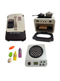 Set complet electrocasnice de jucărie Home Appliance – Frigider, Aragaz și Plită electrică cu lumini și sunete
