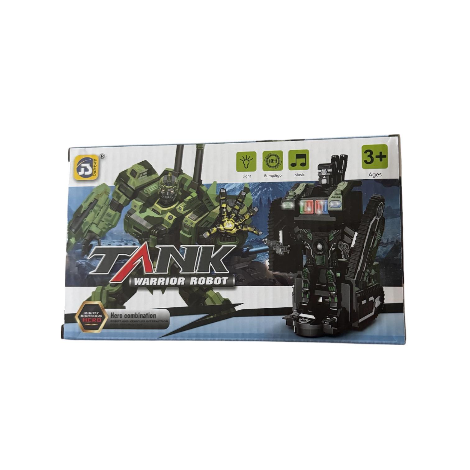 Jucărie interactivă - Tanc militar transformabil robot, cu lumini, sunete și funcție bump & go