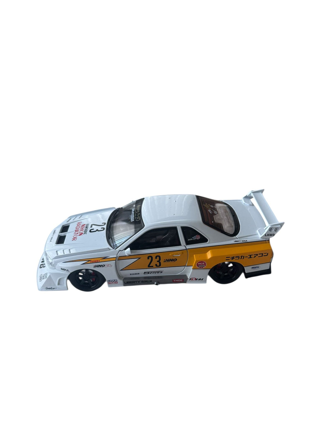 Mașină de colecție sport metalică 1:24 cu lumini și sunete, model racing cu portbagaj și uși funcționale