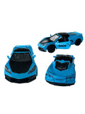 Mașină sport miniatură cu lumini și sunete, model racing albastru, cu uși funcționale și mecanism pull-back