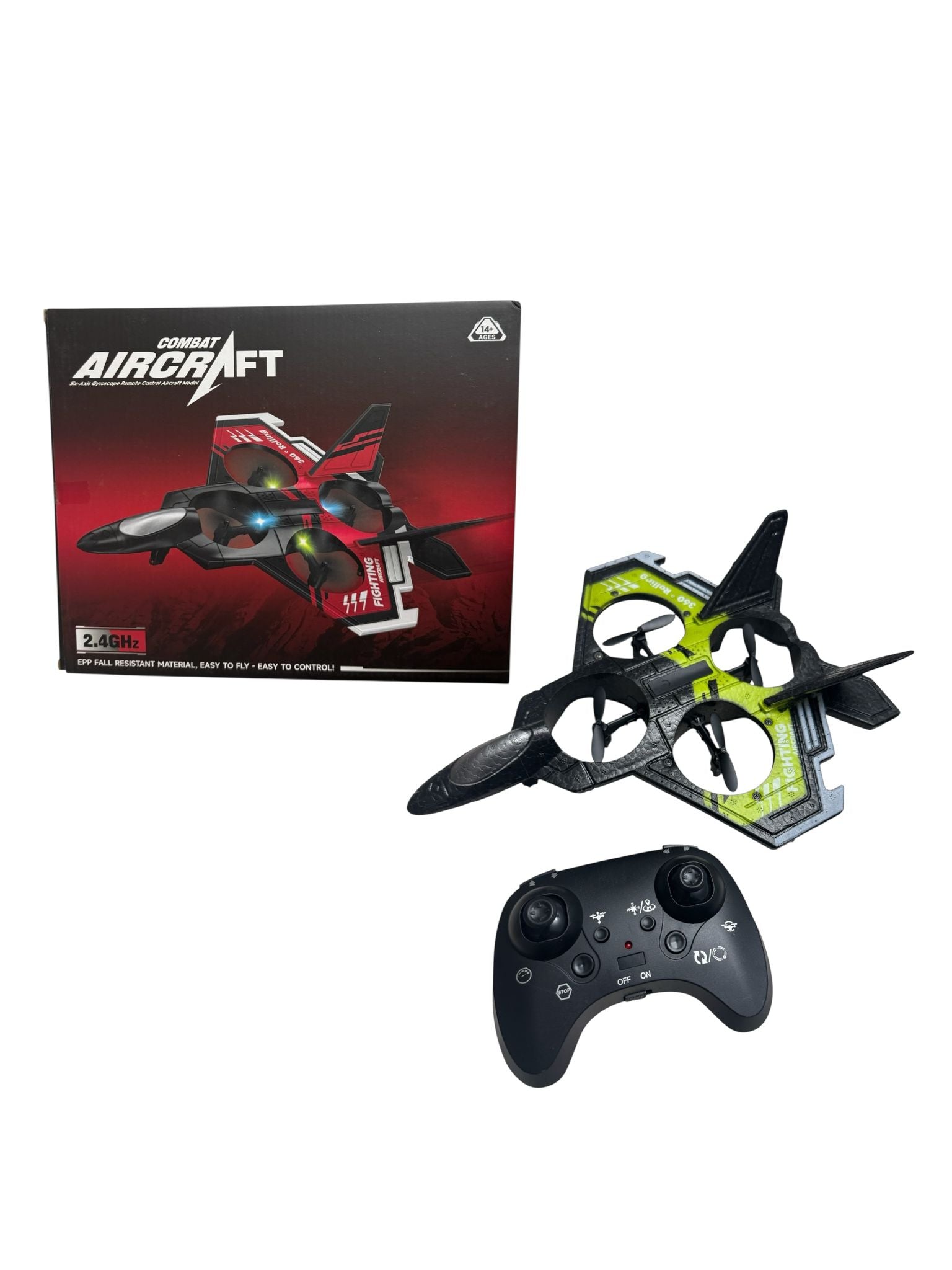 Dronă avion RC Combat Aircraft cu telecomandă 2.4GHz, flip 360°, giroscop 6 axe