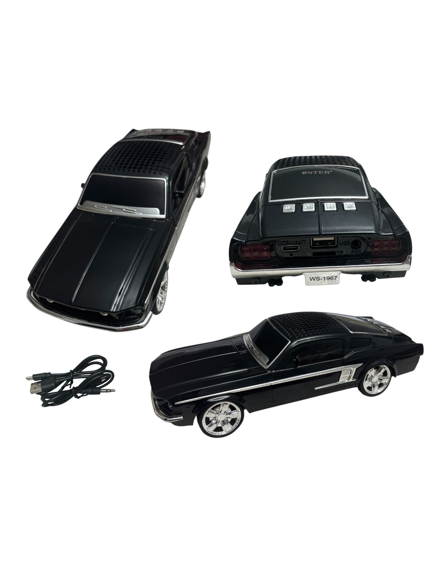 Boxă portabilă tip mașină – Model Mustang Negru (Wireless Car Speaker)