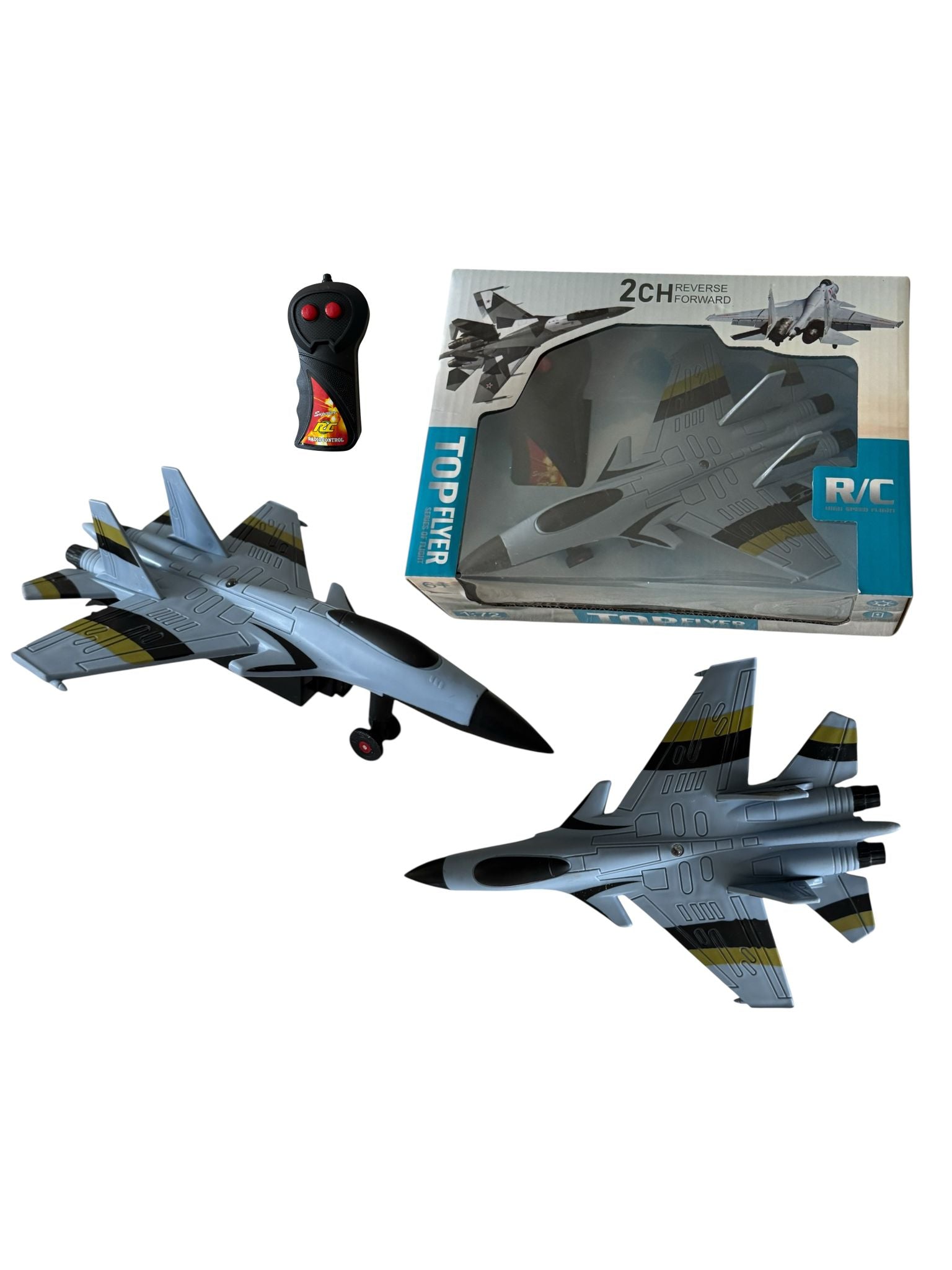 Avion interactiv de luptă cu telecomandă R/C de jucărie, 2 canale, lumini, pentru copii