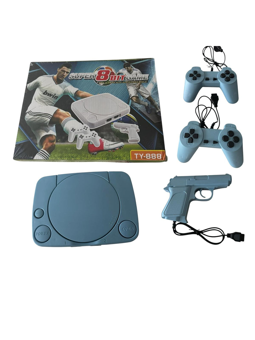 Consolă interactivă de jocuri, 2 controllere, pistol laser, joc inclus, cablu AV, Plug & Play
