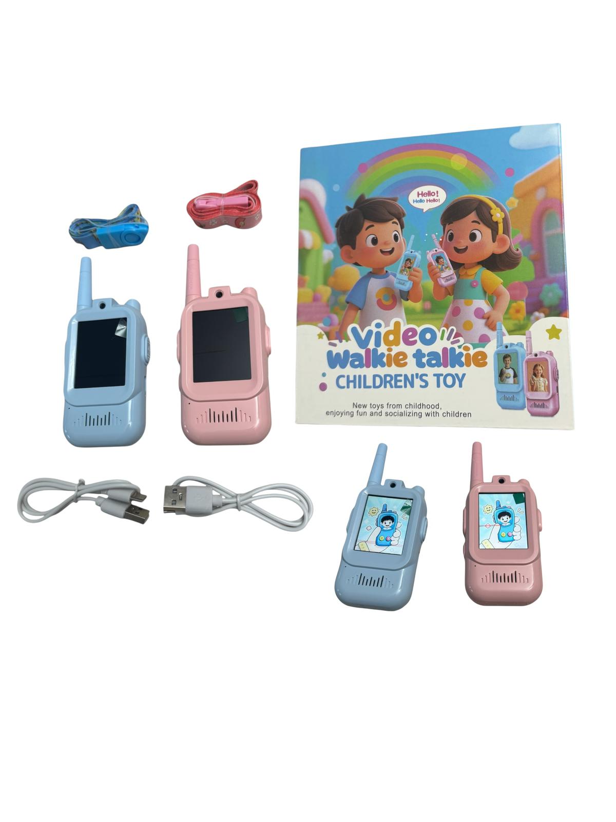 Set walkie-talkie pentru copii cu video, stație radio cu funcție schimbare voce, reîncărcabil USB, 2 bucăți
