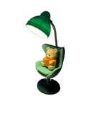 Lampă LED de birou pentru Copii cu Ursuleț, 3 trepte intensitate, încărcare USB, gât flexibil 360°, Verde