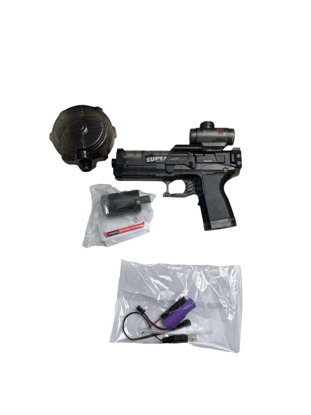 Pistol electric cu apă pentru copii, reîncărcabil USB-C, jet continuu, efecte luminoase LED, rezervor anti-scurgere
