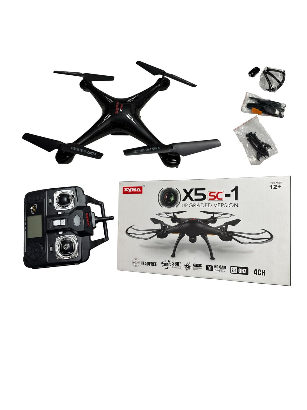 Dronă Syma X5SC-1 cu cameră HD, telecomandă 2.4GHz, stabilizare 6 axe, 360° flip, pentru exterior